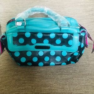 Teal and black polka dot betsey Johnson purse